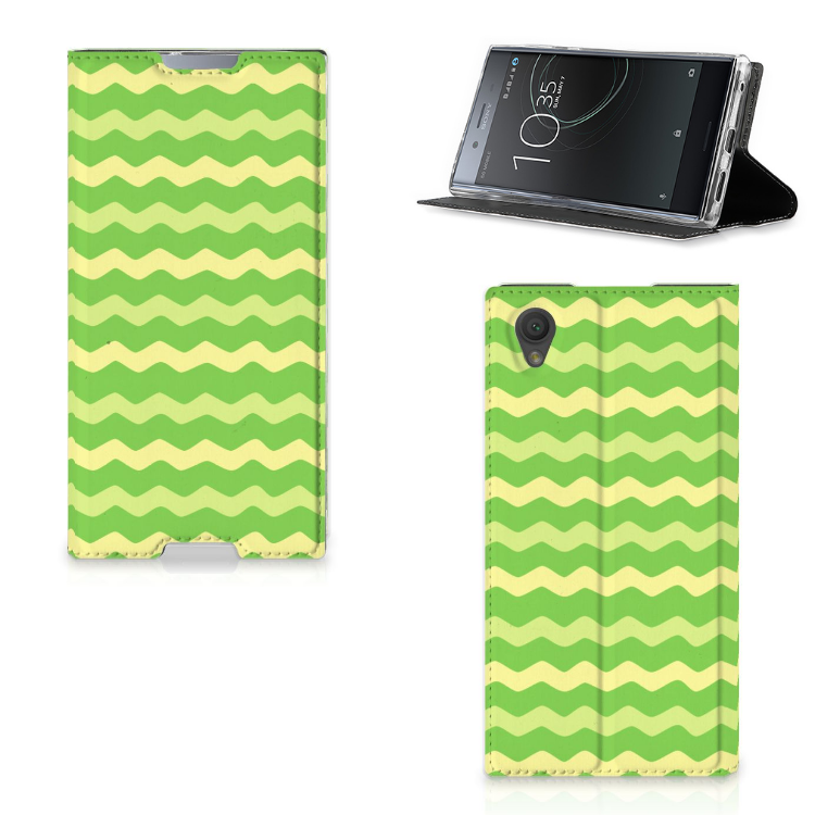 Sony Xperia L1 Standcase Hoesje Design Waves Green