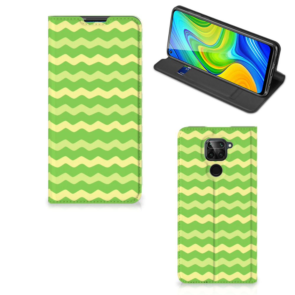 Xiaomi Redmi Note 9 Hoesje met Magneet Waves Green