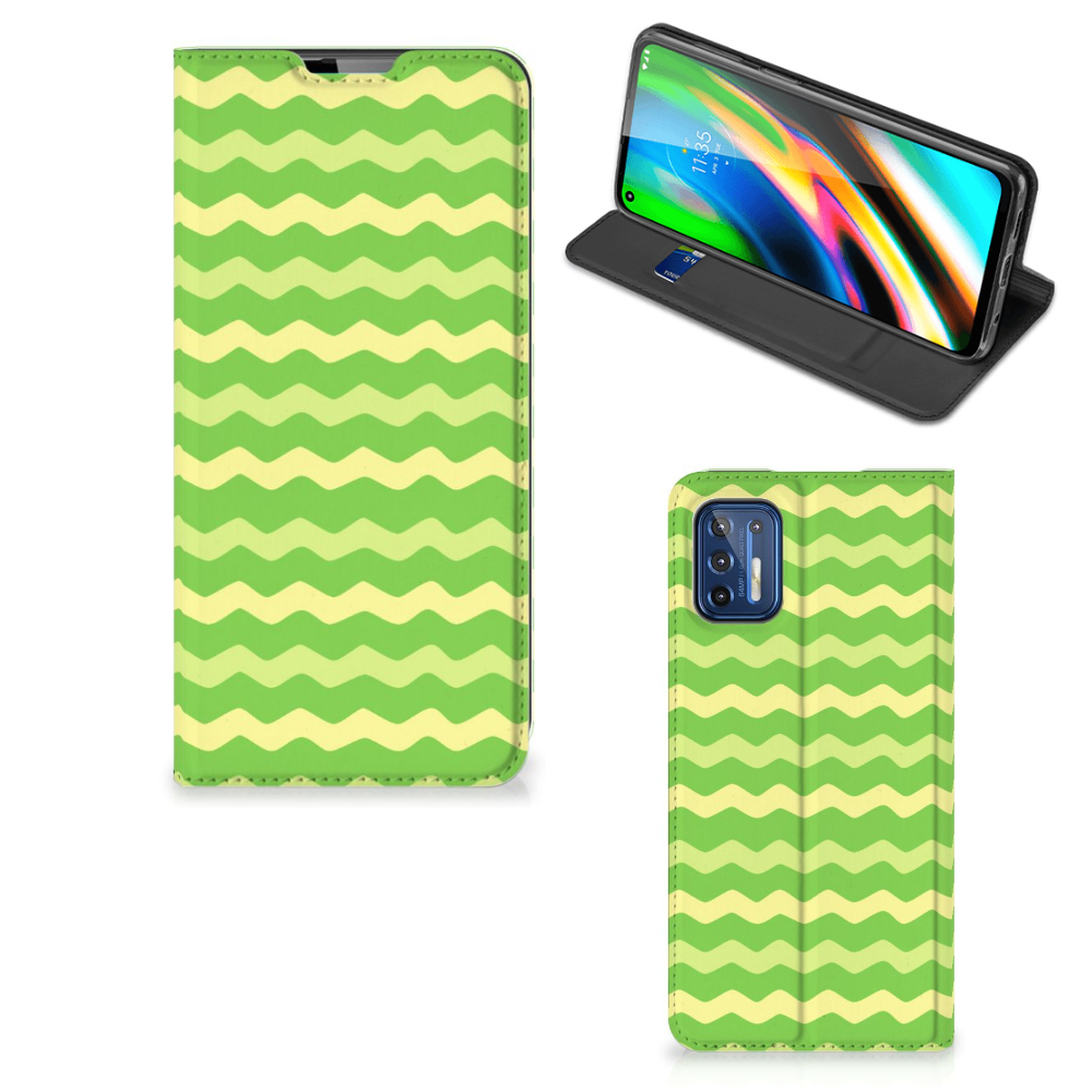 Motorola Moto G9 Plus Hoesje met Magneet Waves Green