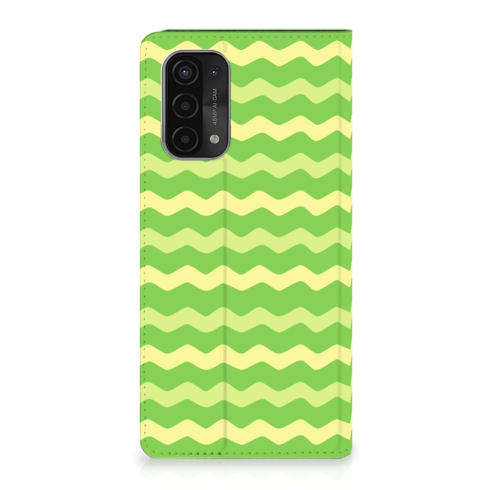 OPPO A54 5G | A74 5G | A93 5G Hoesje met Magneet Waves Green