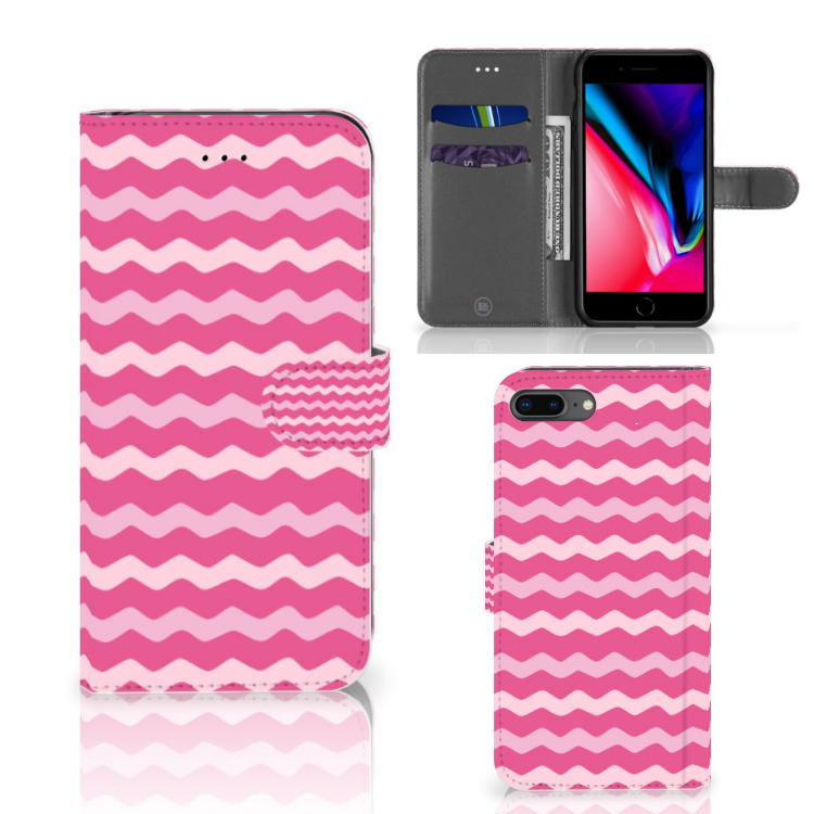 Apple iPhone 7 Plus | 8 Plus Uniek Boekhoesje Waves Pink