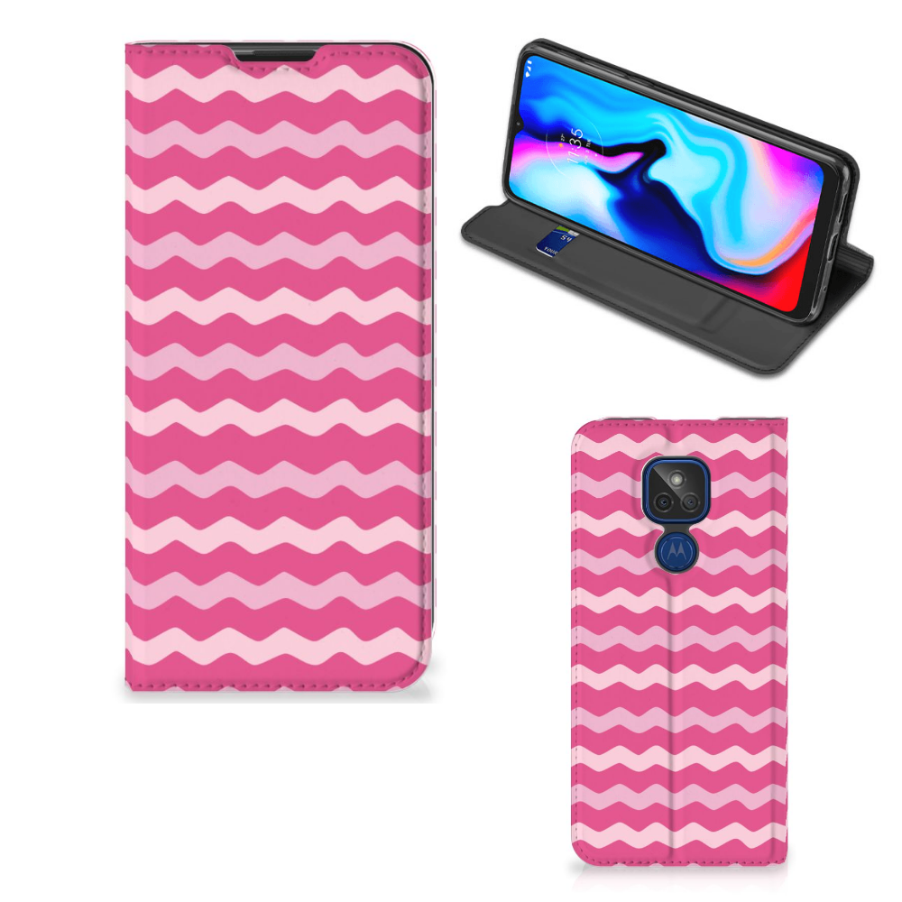 Motorola Moto G9 Play Hoesje met Magneet Waves Pink