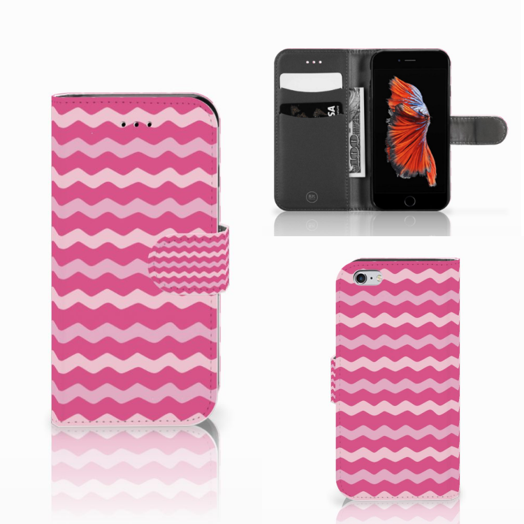 Apple iPhone 6 | 6s Uniek Boekhoesje Waves Pink
