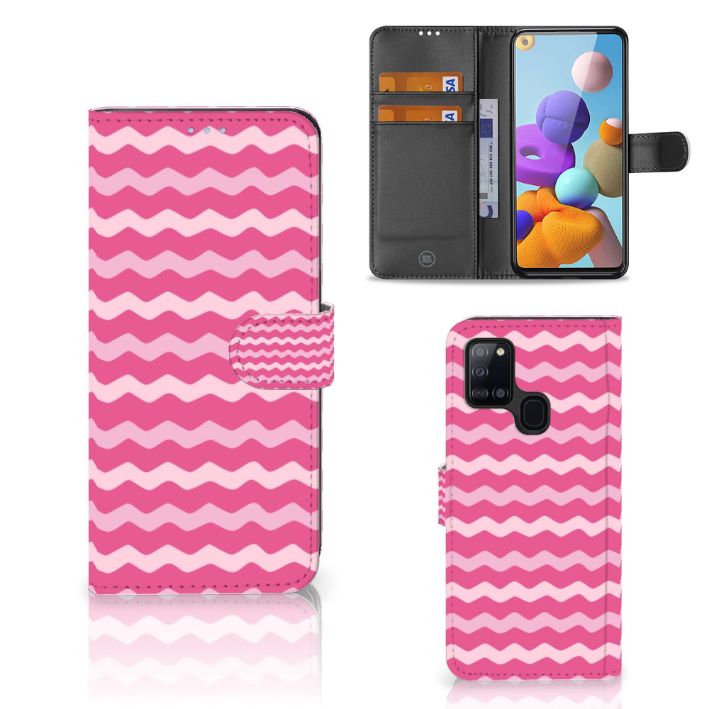 Samsung Galaxy A21s Telefoon Hoesje Waves Pink