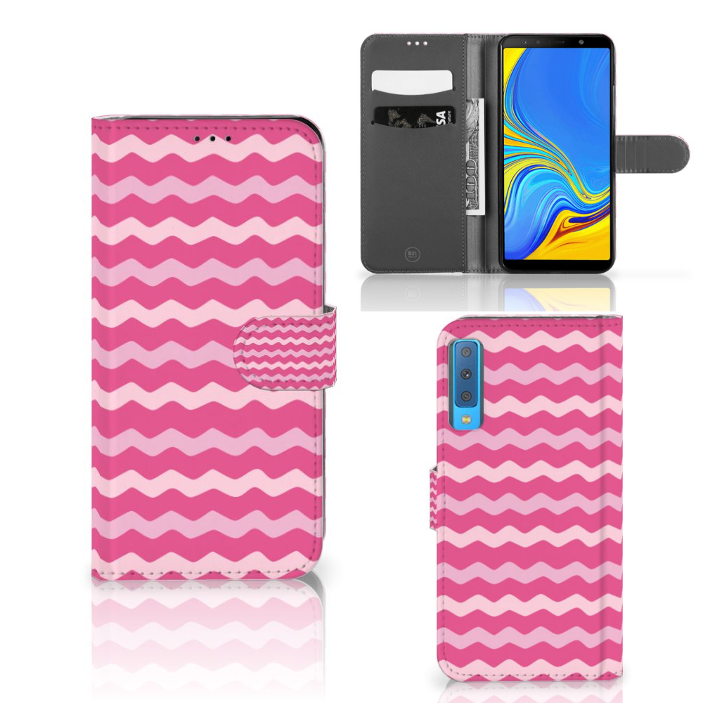 Samsung Galaxy A7 (2018) Telefoon Hoesje Waves Pink