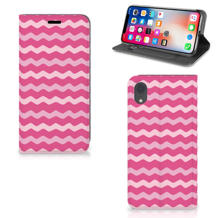 Apple iPhone Xr Uniek Standcase Hoesje Waves Pink
