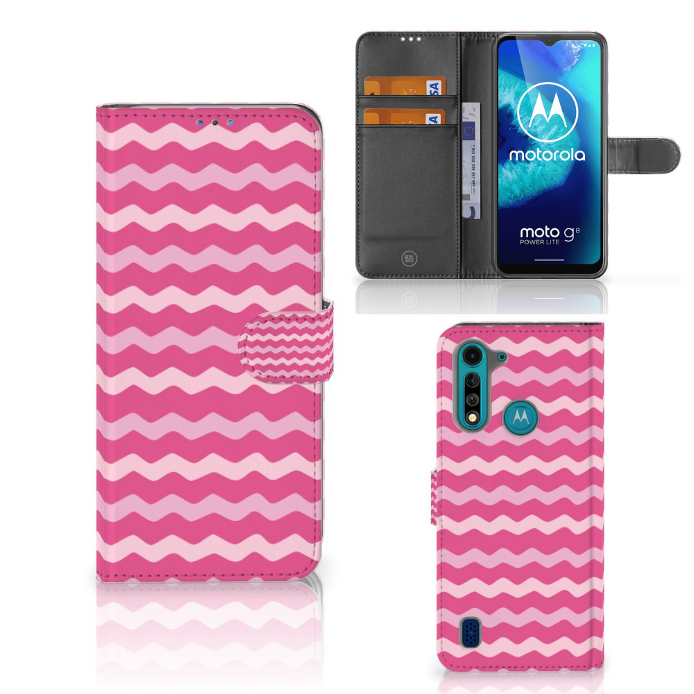 Motorola G8 Power Lite Telefoon Hoesje Waves Pink
