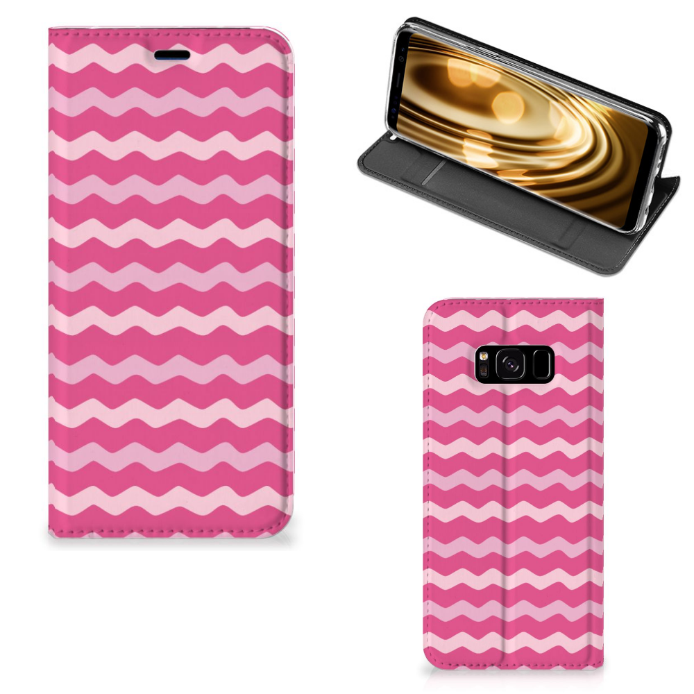 Samsung Galaxy S8 Hoesje met Magneet Waves Pink
