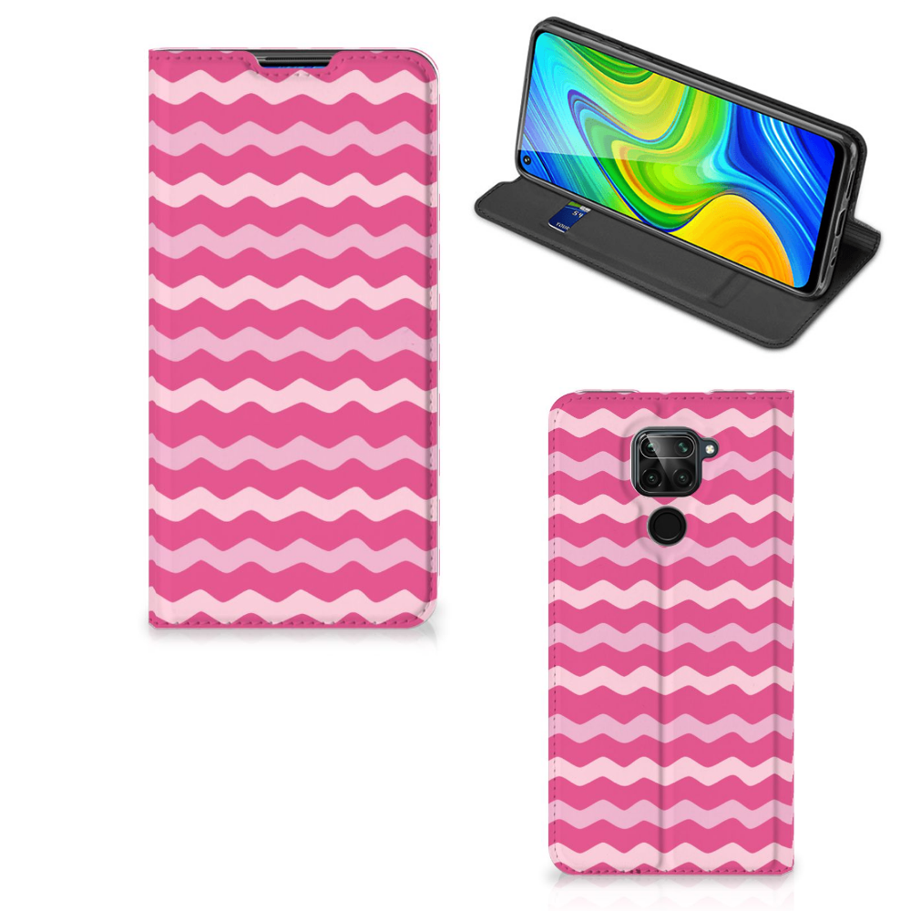 Xiaomi Redmi Note 9 Hoesje met Magneet Waves Pink