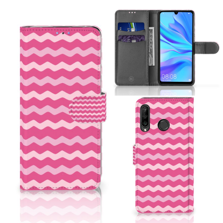 Huawei P30 Lite (2020) Telefoon Hoesje Waves Pink