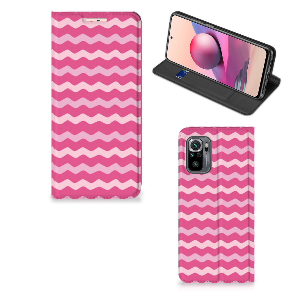 Xiaomi Redmi Note 10 4G | 10S | Poco M5s Hoesje met Magneet Waves Pink