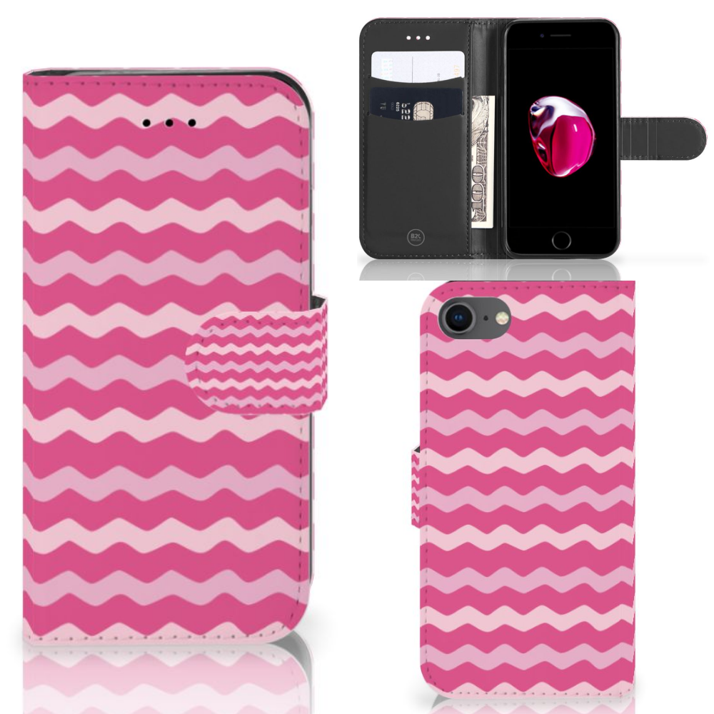 Apple iPhone 7 | 8 Uniek Boekhoesje Waves Pink