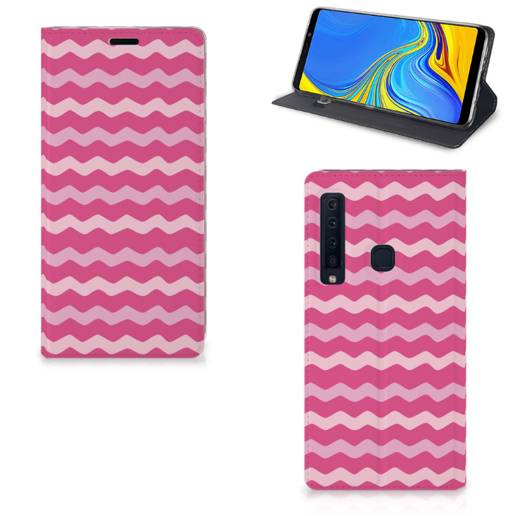 Samsung Galaxy A9 (2018) Hoesje met Magneet Waves Pink