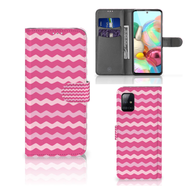 Samsung Galaxy A71 Telefoon Hoesje Waves Pink