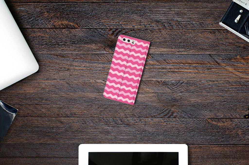 Huawei P10 Plus Hoesje met Magneet Waves Pink