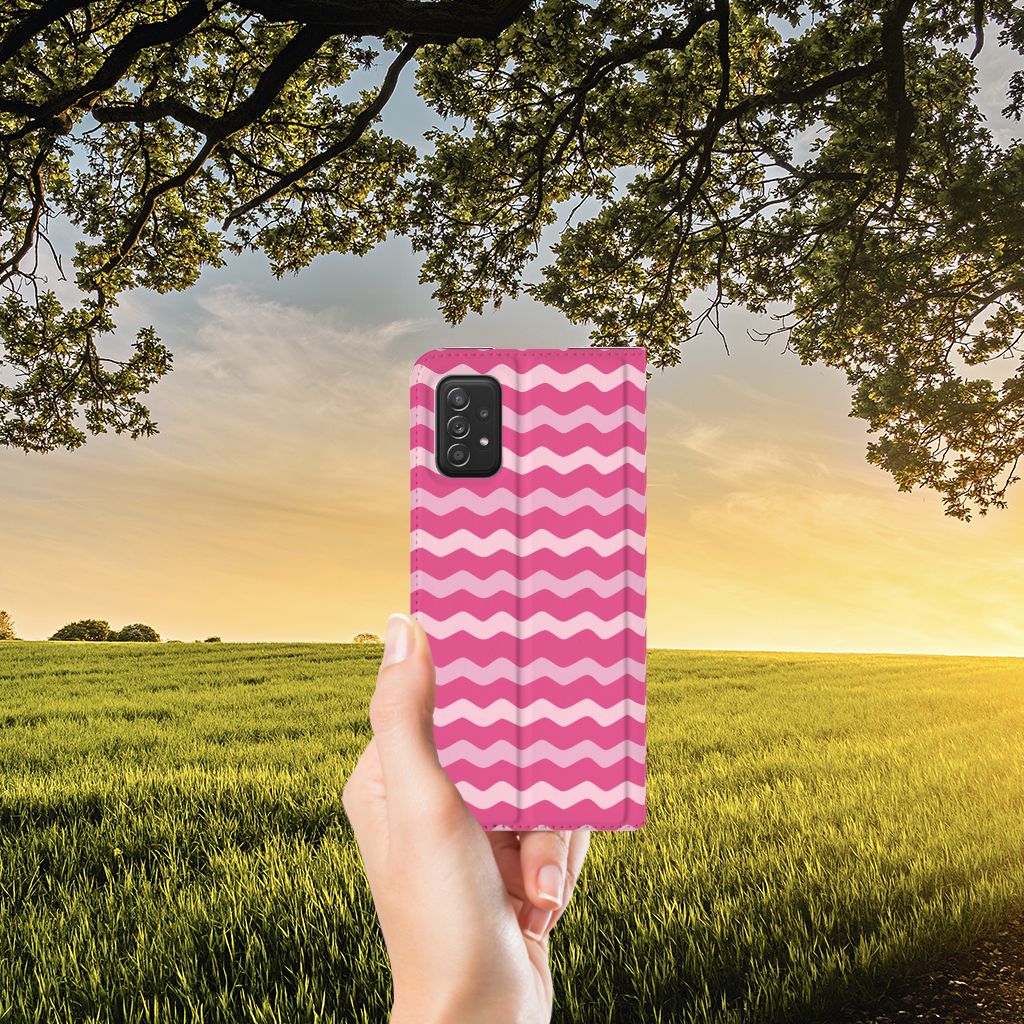 Samsung Galaxy A03s Hoesje met Magneet Waves Pink