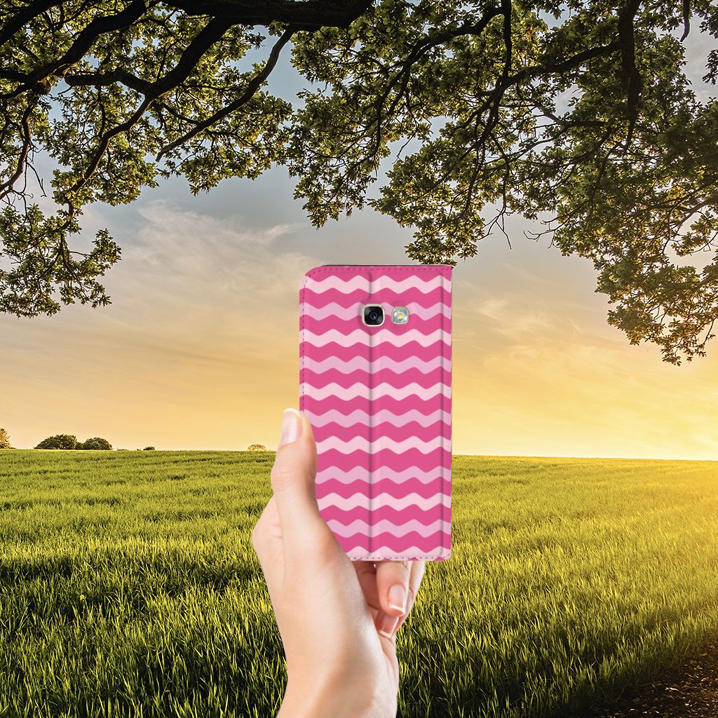 Samsung Galaxy A5 2017 Hoesje met Magneet Waves Pink