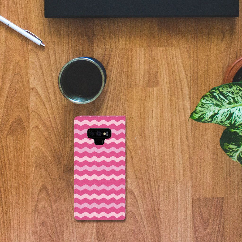 Samsung Galaxy Note 9 Hoesje met Magneet Waves Pink