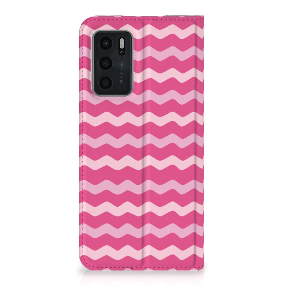 OPPO A54s | A16 | A16s Hoesje met Magneet Waves Pink