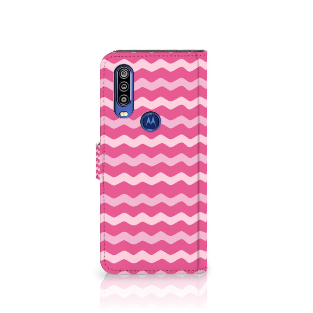 Motorola One Action Telefoon Hoesje Waves Pink