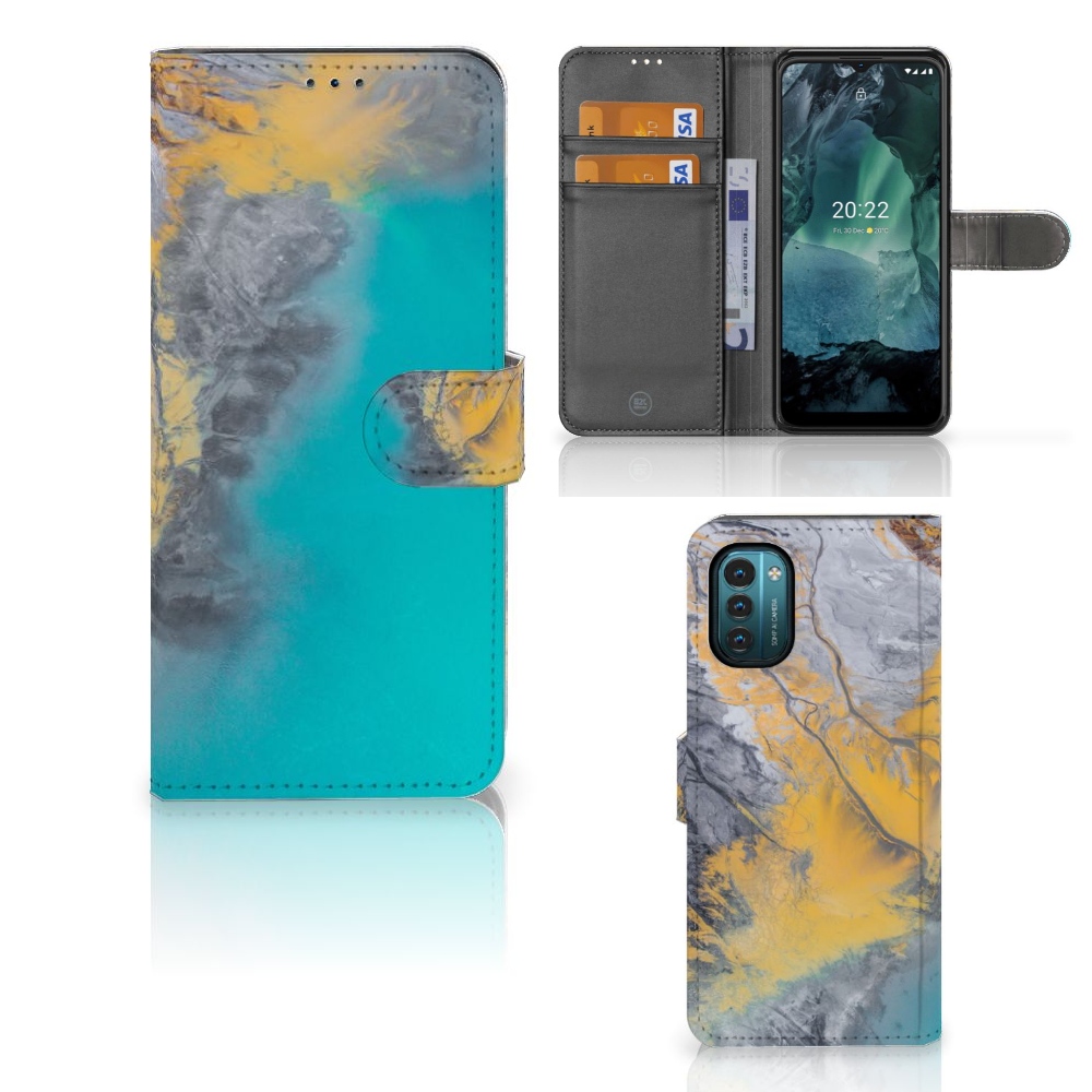 Nokia G11 | G21 Bookcase Marble Blue Gold