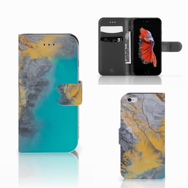 Apple iPhone 6 | 6s Bookcase Marble Blue Gold