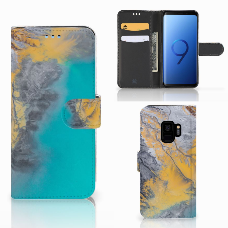 Samsung Galaxy S9 Bookcase Marble Blue Gold
