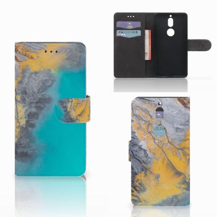 Nokia 7 Bookcase Marble Blue Gold