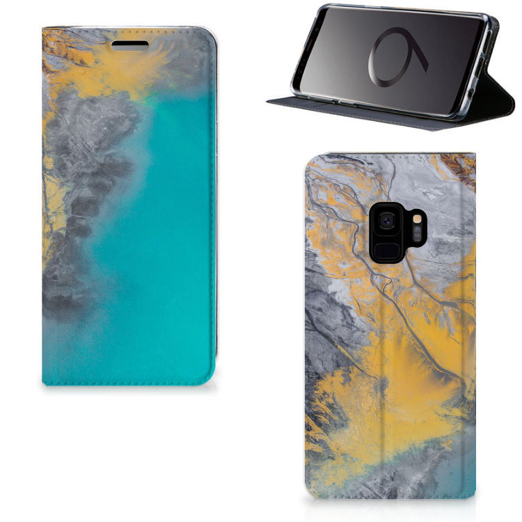 Samsung Galaxy S9 Standcase Marble Blue Gold