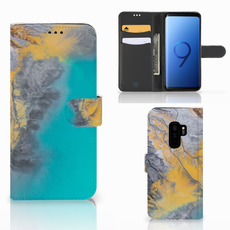 Samsung Galaxy S9 Plus Bookcase Marble Blue Gold