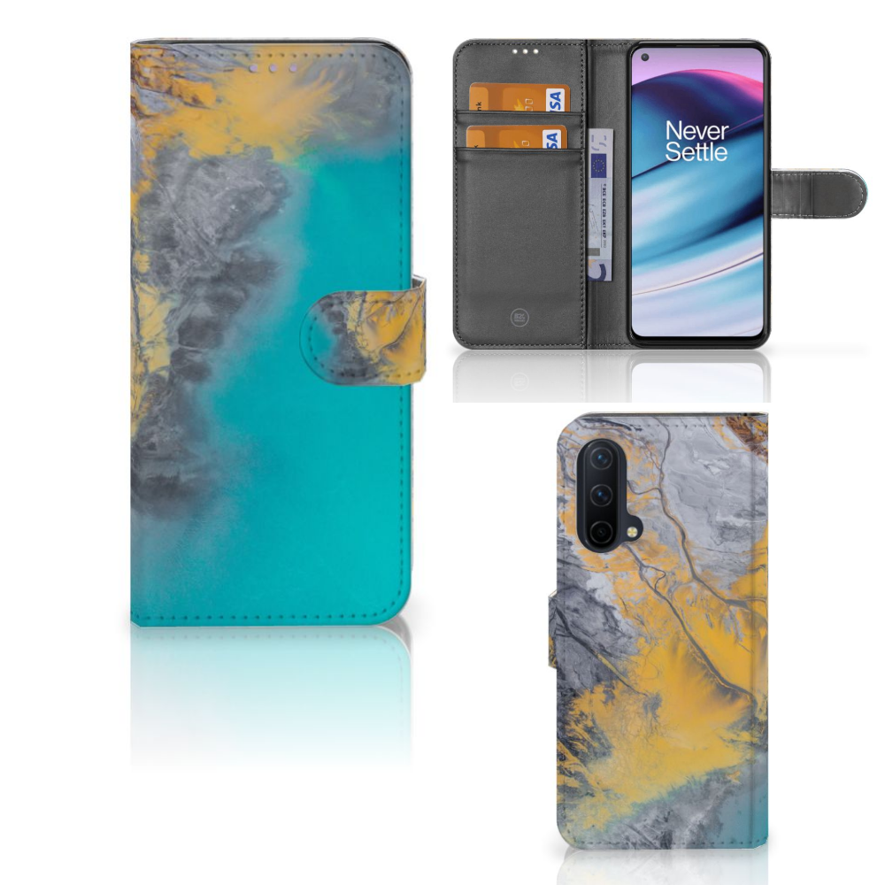 OnePlus Nord CE 5G Bookcase Marble Blue Gold