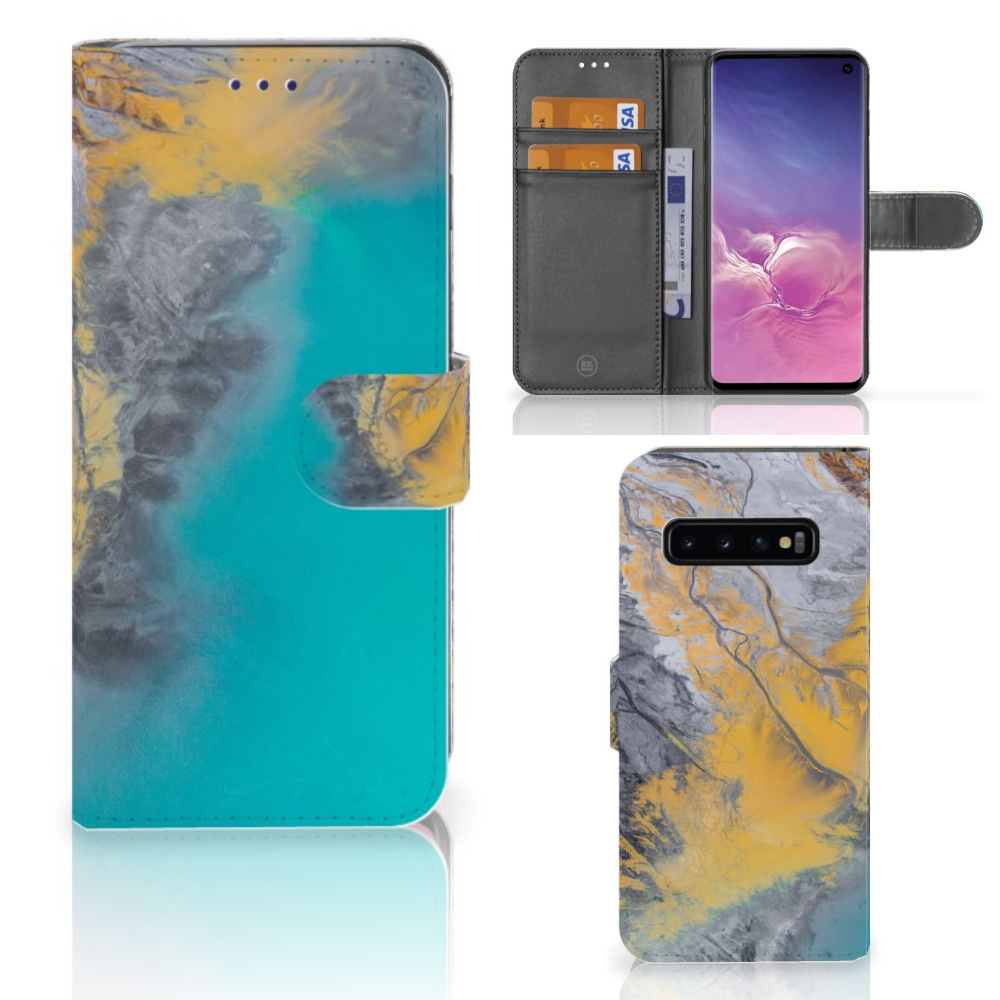 Samsung Galaxy S10 Bookcase Marble Blue Gold