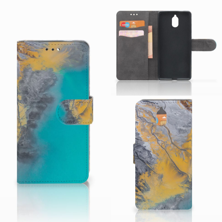 Nokia 3.1 (2018) Bookcase Marble Blue Gold