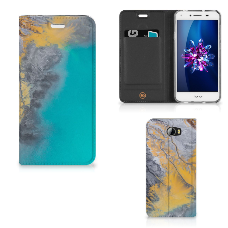 Huawei Y5 2 | Y6 Compact Standcase Marble Blue Gold