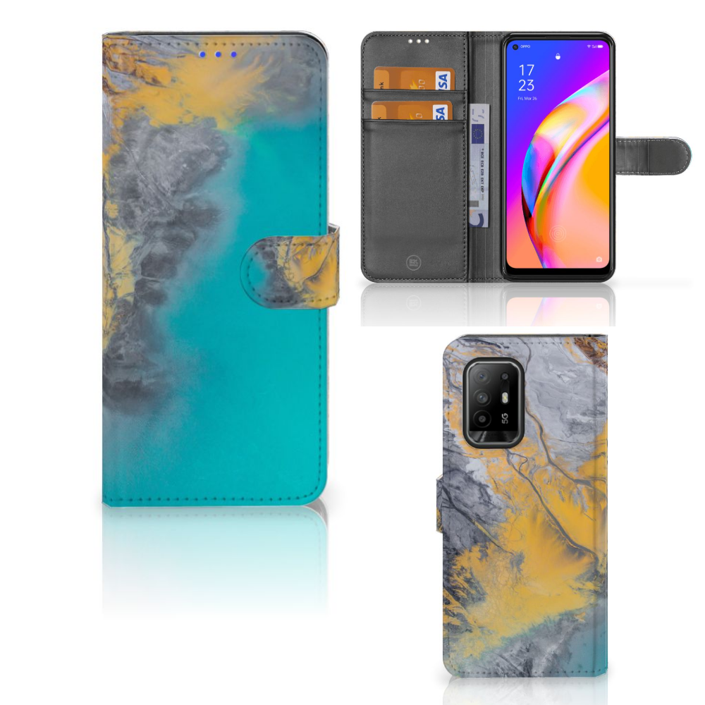 OPPO Reno5 Z | A94 5G Bookcase Marble Blue Gold