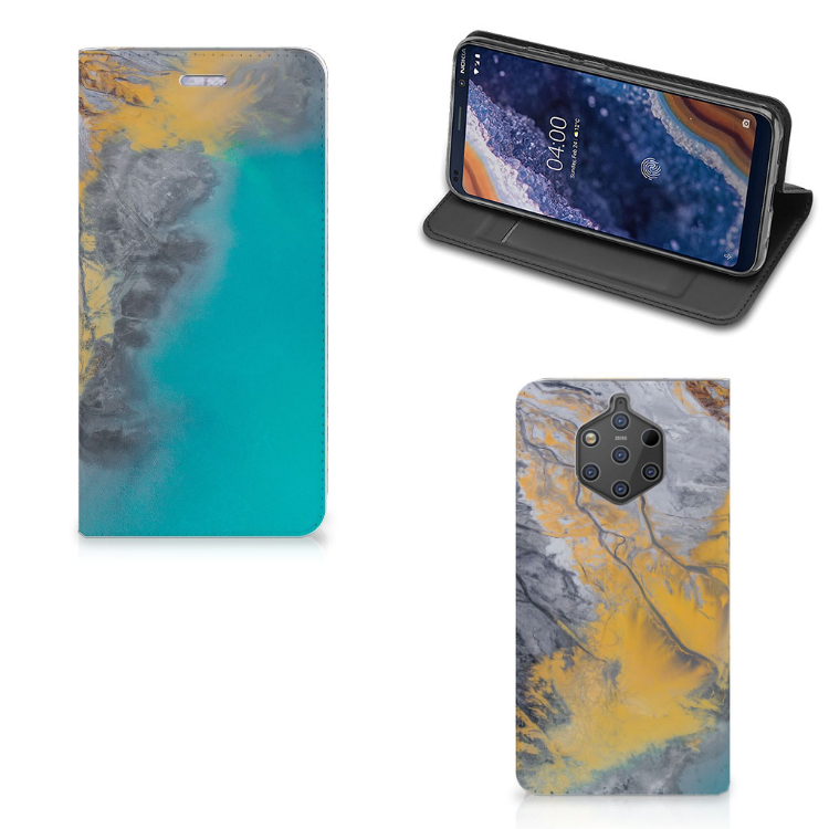 Nokia 9 PureView Standcase Marble Blue Gold