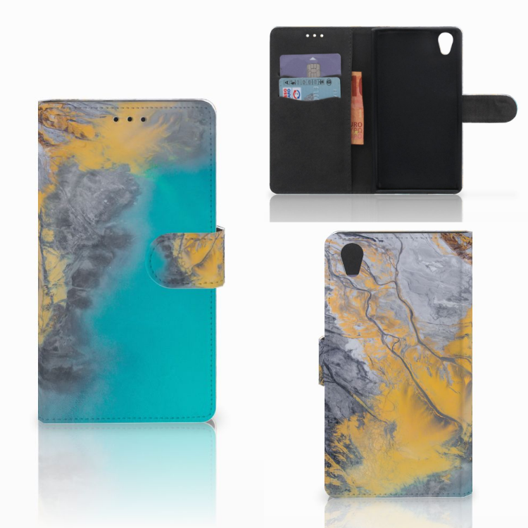 Sony Xperia L1 Bookcase Marble Blue Gold