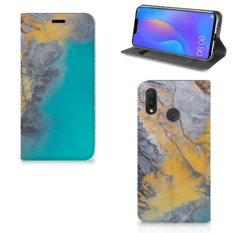 Huawei P Smart Plus Standcase Marble Blue Gold