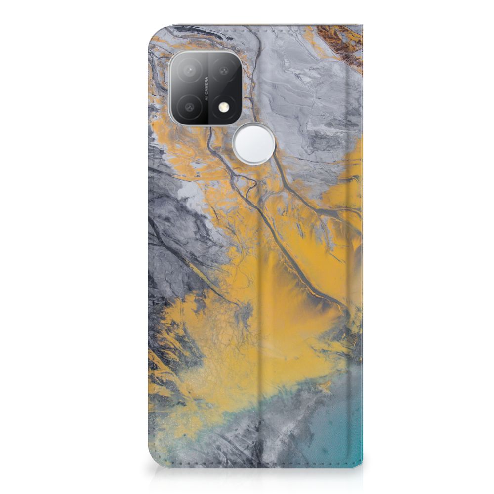 OPPO A15 Standcase Marble Blue Gold