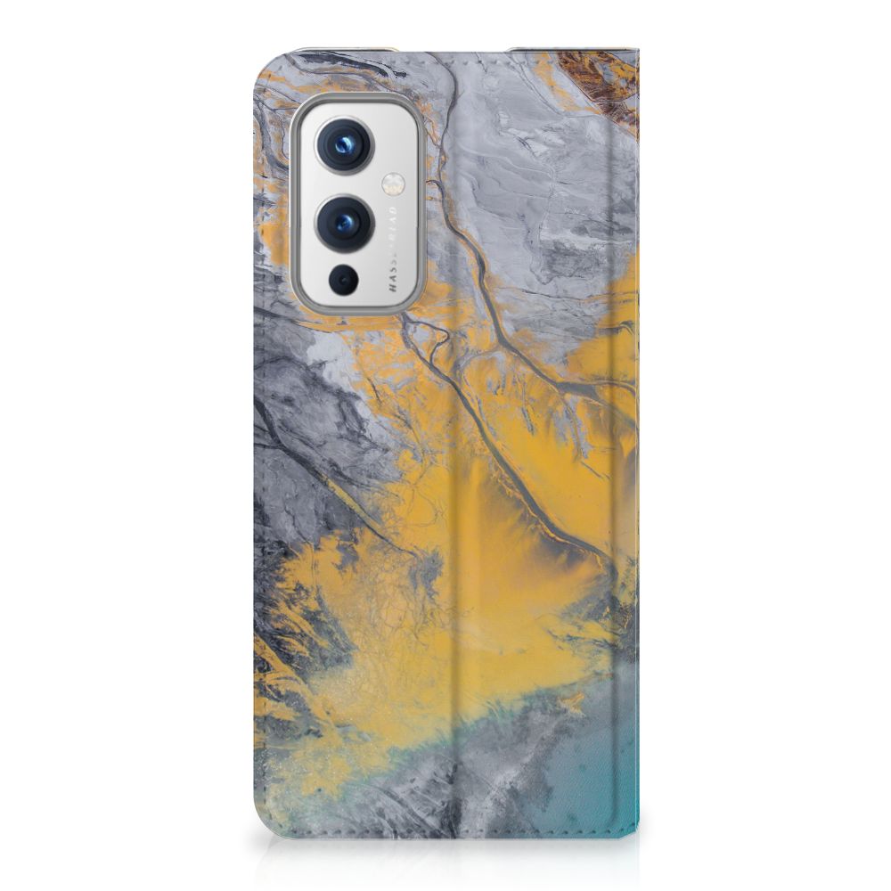 OnePlus 9 Standcase Marble Blue Gold