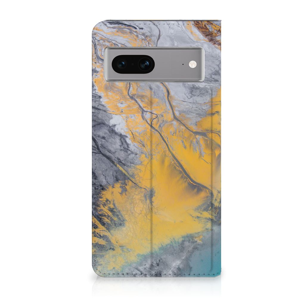 Google Pixel 7 Standcase Marble Blue Gold
