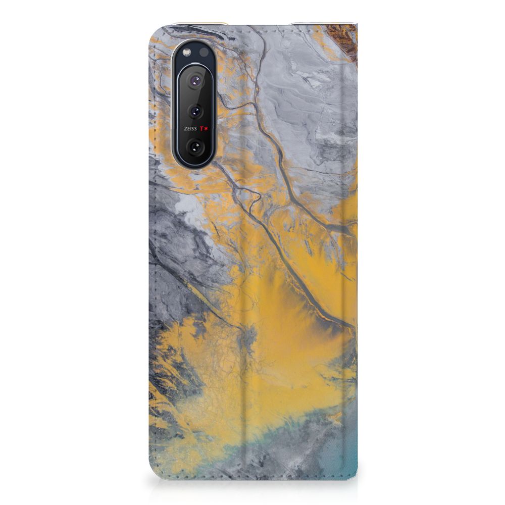Sony Xperia 5 II Standcase Marble Blue Gold