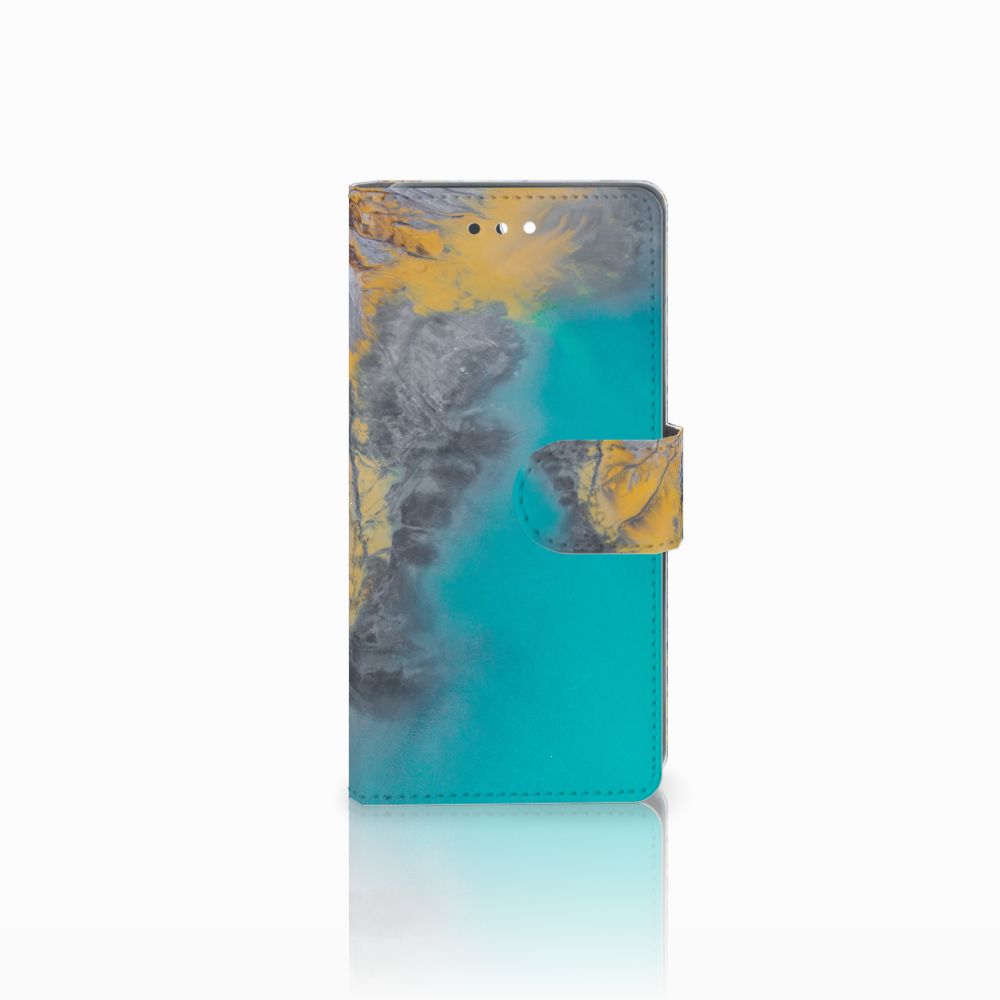 Huawei P10 Bookcase Marble Blue Gold