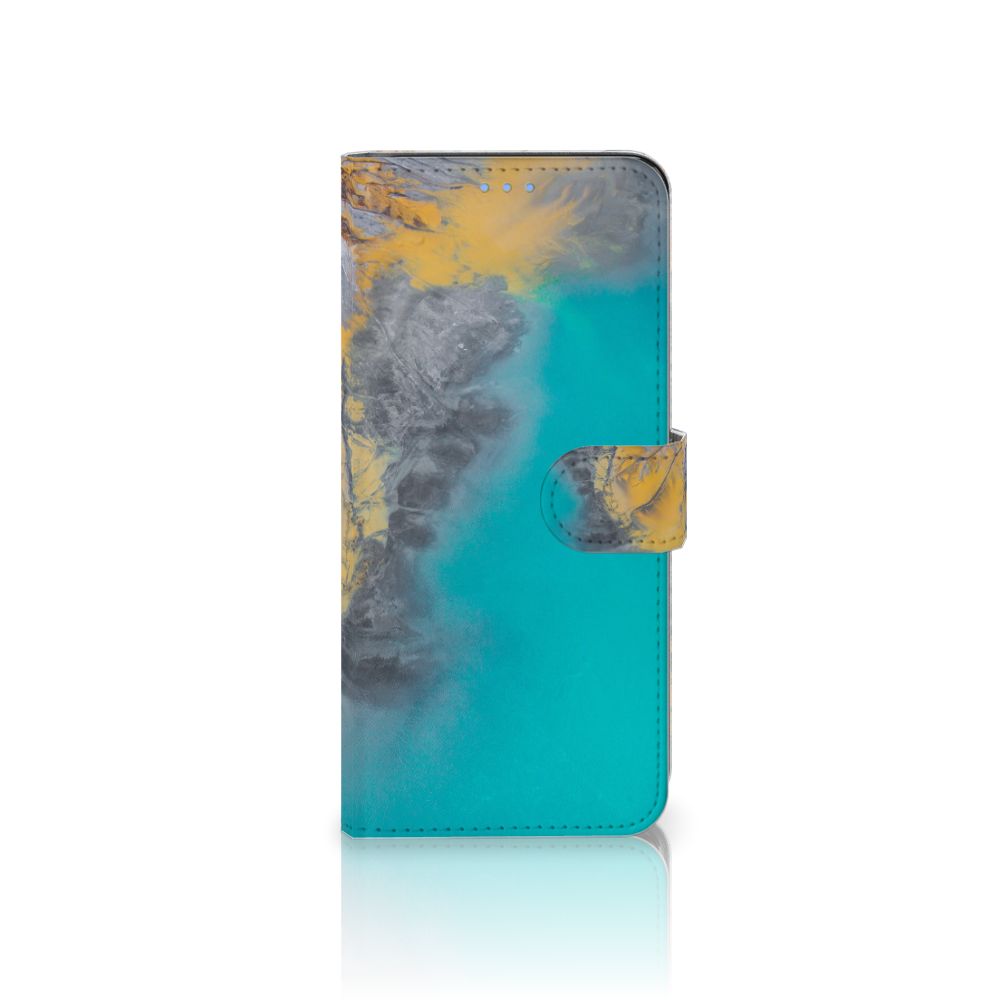 OPPO A73 5G Bookcase Marble Blue Gold