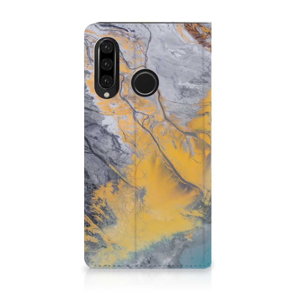 Huawei P30 Lite New Edition Standcase Marble Blue Gold