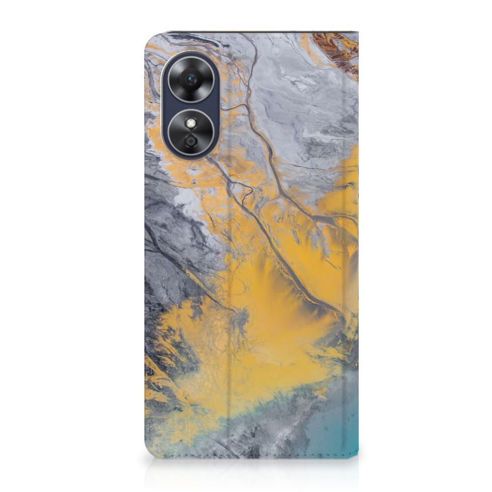 OPPO A17 Standcase Marble Blue Gold
