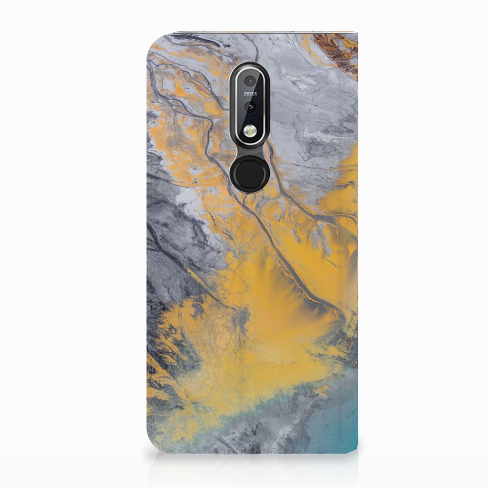 Nokia 7.1 (2018) Standcase Marble Blue Gold