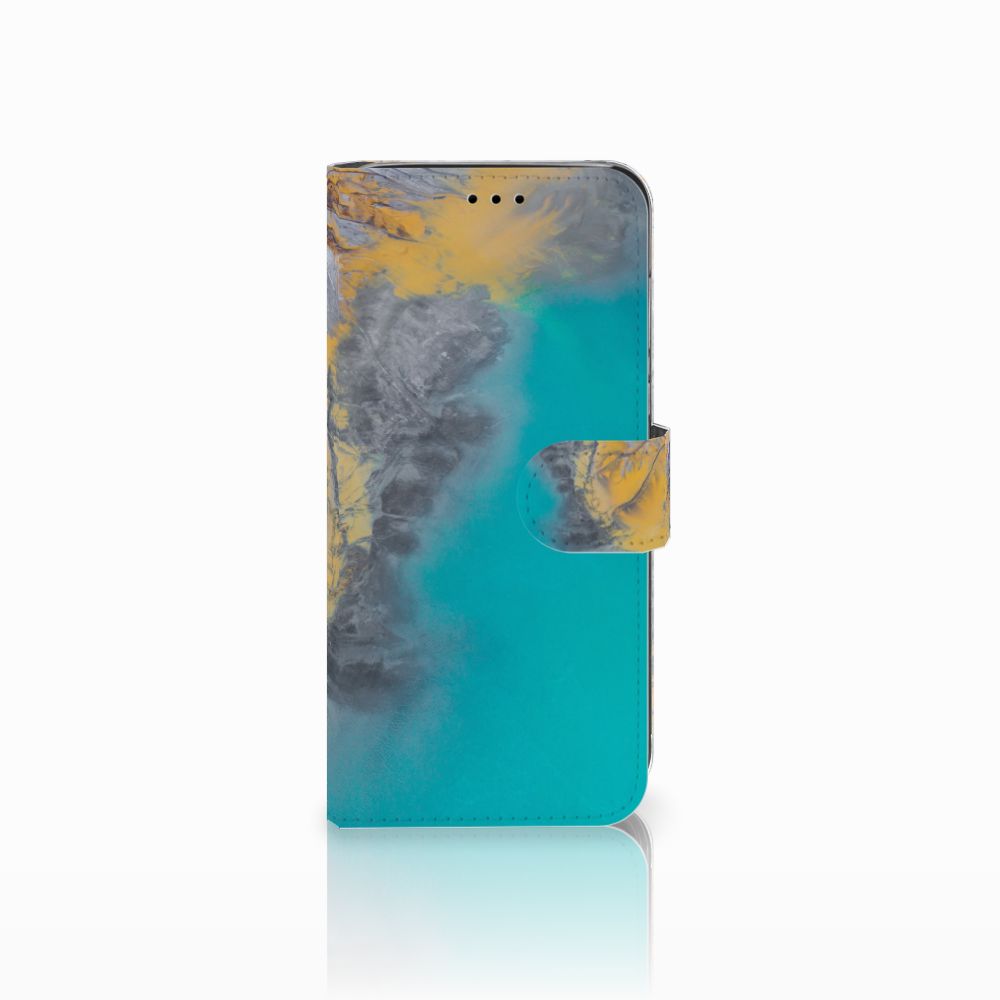 Huawei P20 Lite Bookcase Marble Blue Gold
