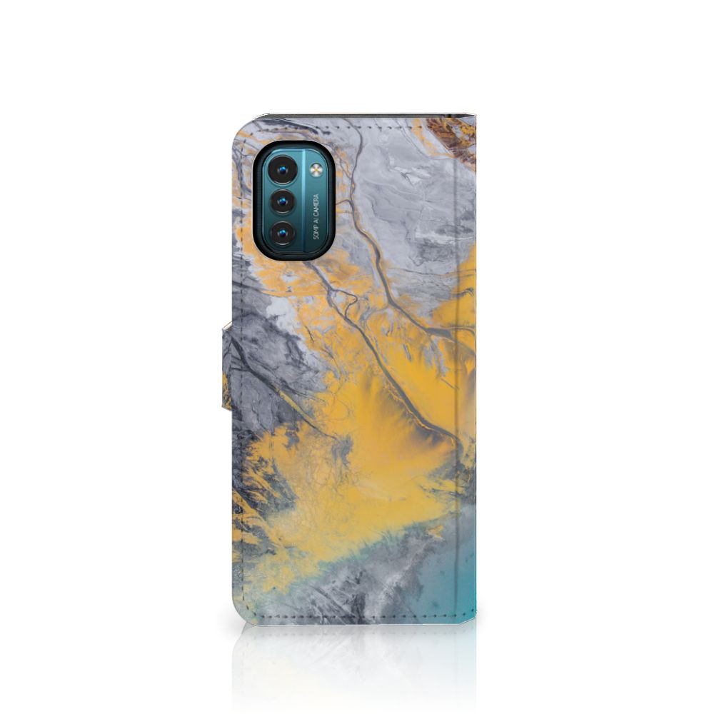 Nokia G11 | G21 Bookcase Marble Blue Gold