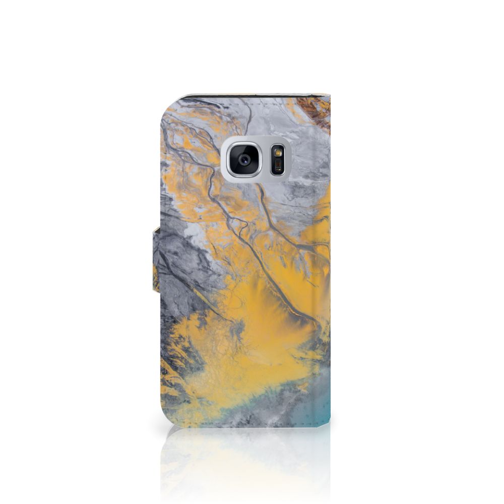 Samsung Galaxy S7 Bookcase Marble Blue Gold